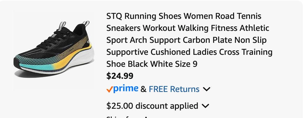 STQ shoes Amazon receipt