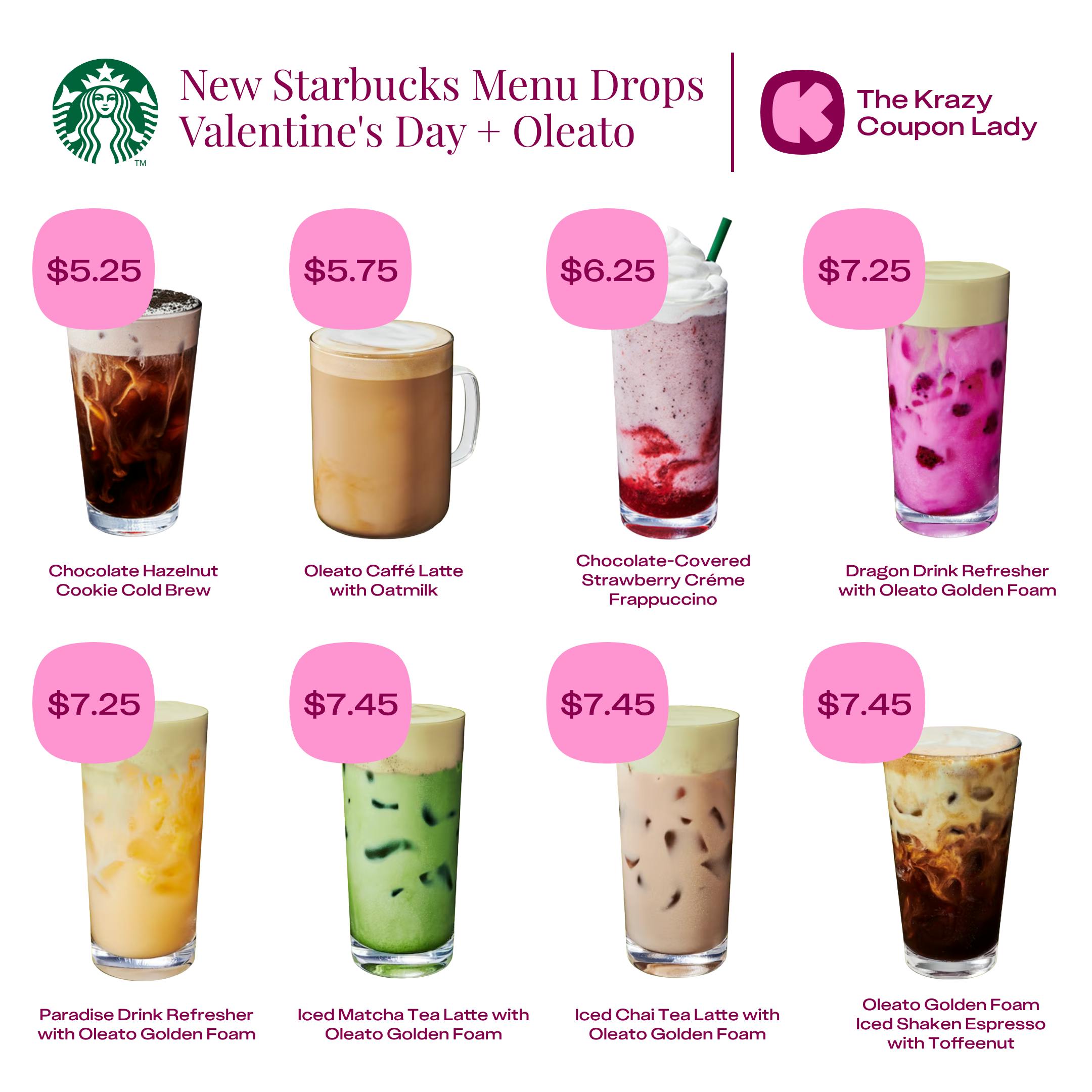 Starbucks Winter Menu 2024 New Items Prices And More The Krazy   New Starbucks Menu Drops Valentines Day Drinks Oleato Graphic 