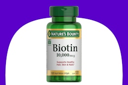 3-Month Supply of Nature's Bounty Biotin Supplements, Only $5 on Amazon card image