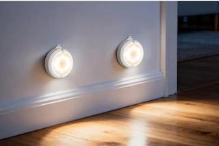 night lights mounted above base boards