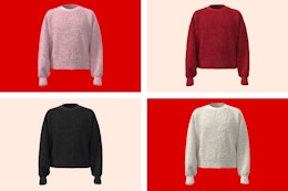 Wonder Nation Kids' Eyelash Sweaters in 4 colors: pink, red, black & white