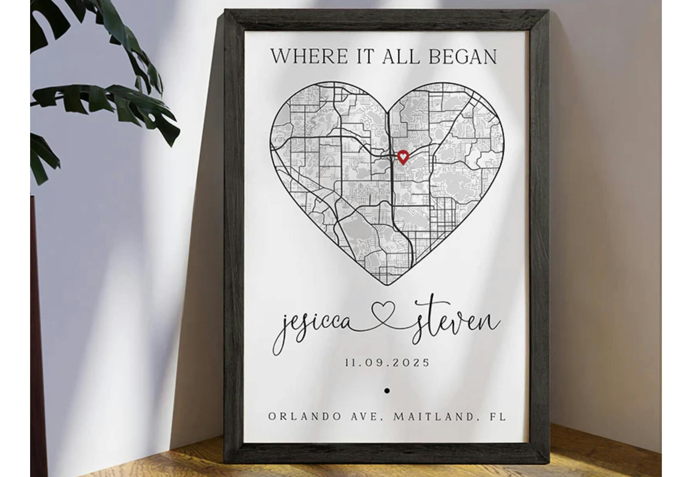 Personalized Couples Map Wall Frame