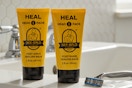 two bottles of Bee Bald post-shave healing balm