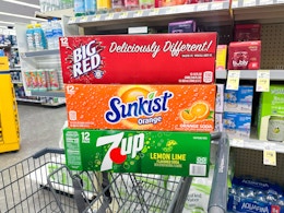Soda 12-Packs, Only $3.67 Each at Walgreens: 7UP, Big Red, Sunkist, and More card image