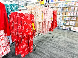 kids pajama sets sitting on a target shelf