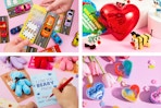 4 lifestyle images of different Valentine's Day exchange sets
