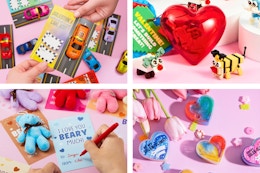 4 lifestyle images of different Valentine's Day exchange sets