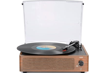 Vintage Record Player With Speakers