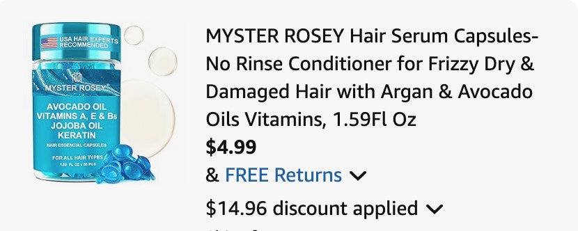 Hair capsules Amazon receipt