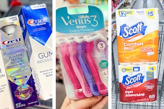 collage with crest, scott, and venus products