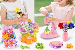kids playing with a bouquet kit
