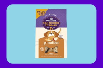 bag of dog treats on blue KCL template