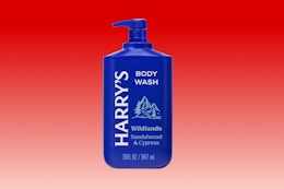 Harry's Men's Body Wash on red KCL template