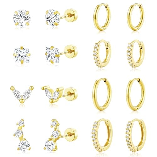 Gold Hoop Earrings Set