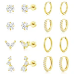 Gold Hoop Earrings Set
