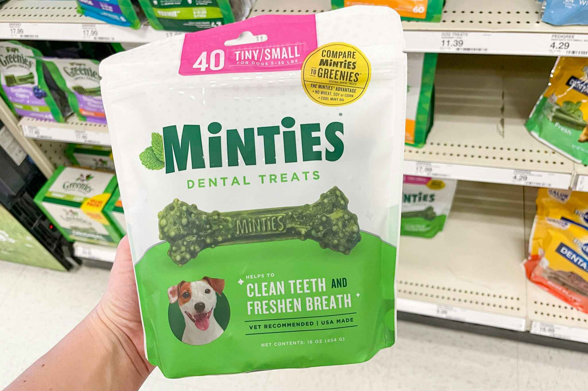 Minties Dental Dog Chews 60-Pack, Now $20.39 on Amazon