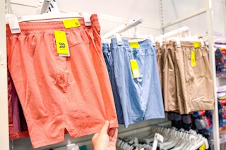 all in motion men's shorts sitting on a target clothing rack