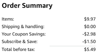 an amazon order summary ending in $5.49
