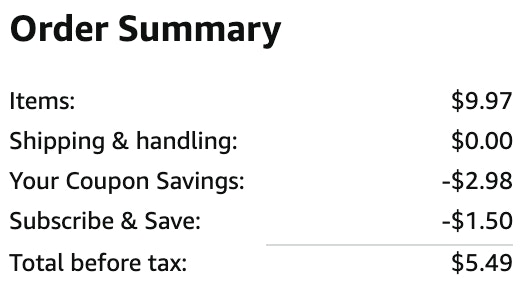 an amazon order summary ending in $5.49