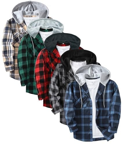 Men's Flannel Hoodie 5-Pack