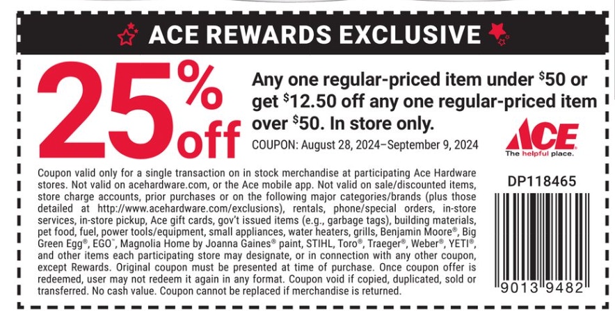 Ace Hardware Coupon Labor Day 2024