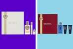 collage with dolce and gabbana men's and women's fragrance gift sets
