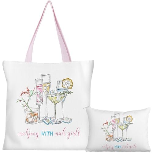 Mahjong Cocktail Canvas Tote Bag Set