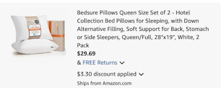 Bedsure pillows Amazon receipt