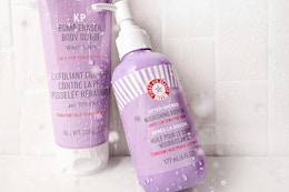 Body oil bottle in shower