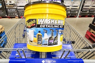car detailing kit in a bucket
