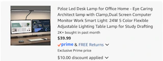 desk lamp Amazon receipt