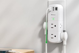 Outlet Extender Surge Protector With USB Ports, Under $8 on Amazon card image