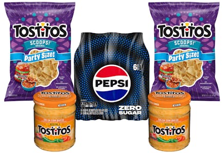 Tostitos Chips, Dip, and Pepsi