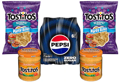 Tostitos Chips, Dip, and Pepsi