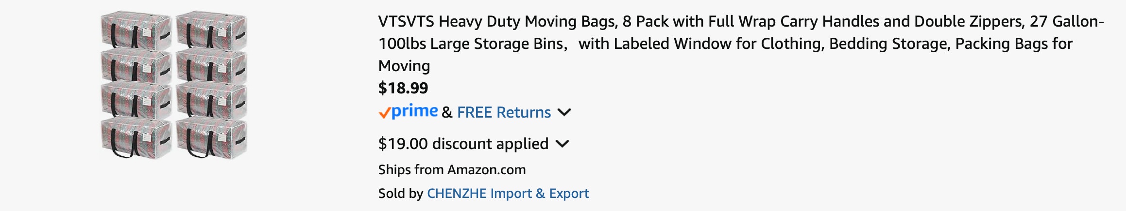 Amazon Clear Heavy-Duty Moving Bags 2025