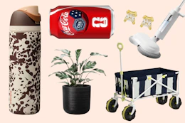 Owalam planter, CocaCola, earrings, wagon & floor cleaner