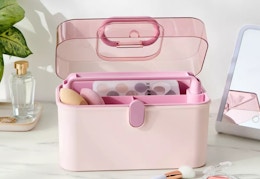 brightroom lidded storage caddy sitting on a table