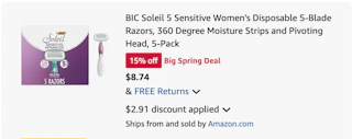 Bic razors Amazon receipt