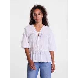 Women's Front Tie Peplum Top
