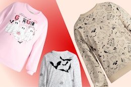 3 women's halloween-themed sweatshirts