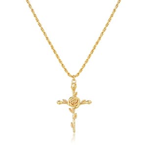 Birth Flower Cross Necklace