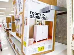2-door storage cabinet sitting on a target shelf