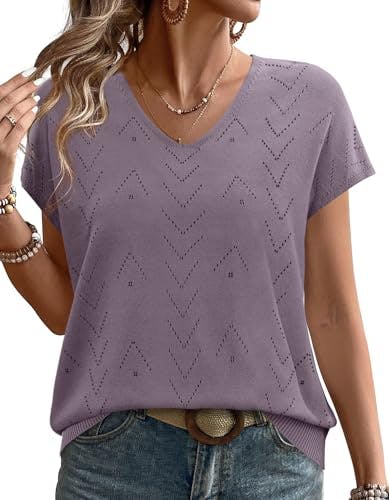 Women's V-Neck Short Sleeve Sweater