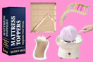 Mattress topper, cup, blanket, cotton candy maker and toy