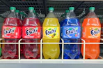 fanta soda 2 liters on store shelf