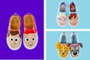 3 pairs of disney toddler shoes side by side