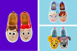 3 pairs of disney toddler shoes side by side