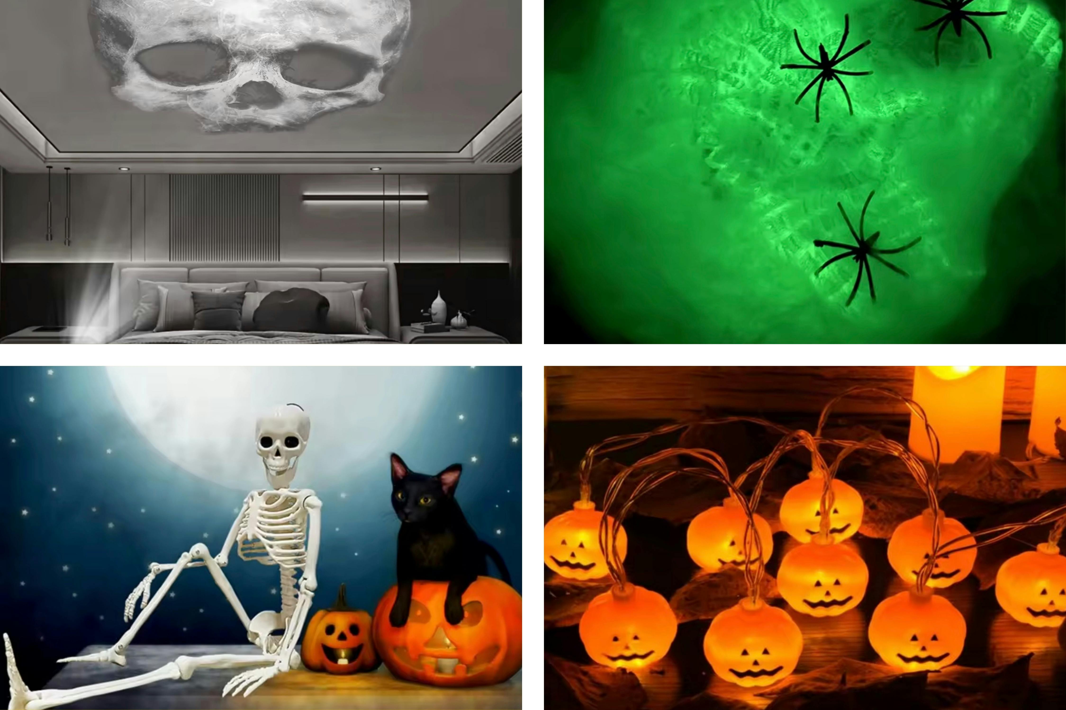 halloween items on a grid