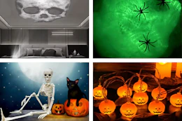 halloween items on a grid