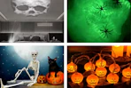 halloween items on a grid